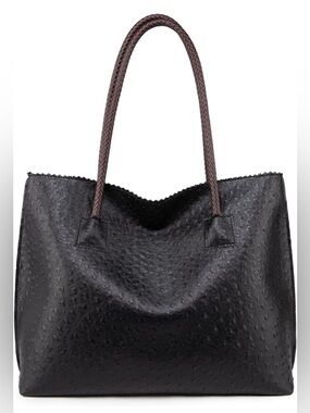 Milan Chiva Tote Bag for Women with Zipper Large Ostrich Vegan